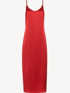 Silk Long Nightdress In Garnet