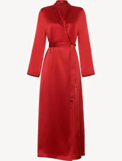Silk Long Robe In Garnet
