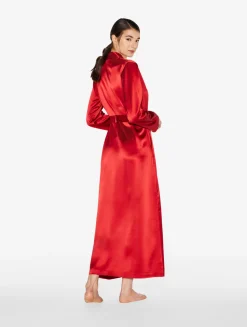 Silk Long Robe In Garnet