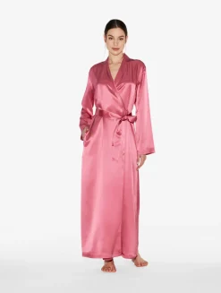 Silk Long Robe In Wild Orchid