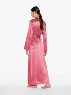 Silk Long Robe In Wild Orchid