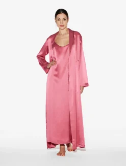 Silk Long Robe In Wild Orchid