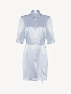 Silk Long Shirt In Azure