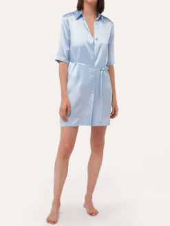 Silk Long Shirt In Azure