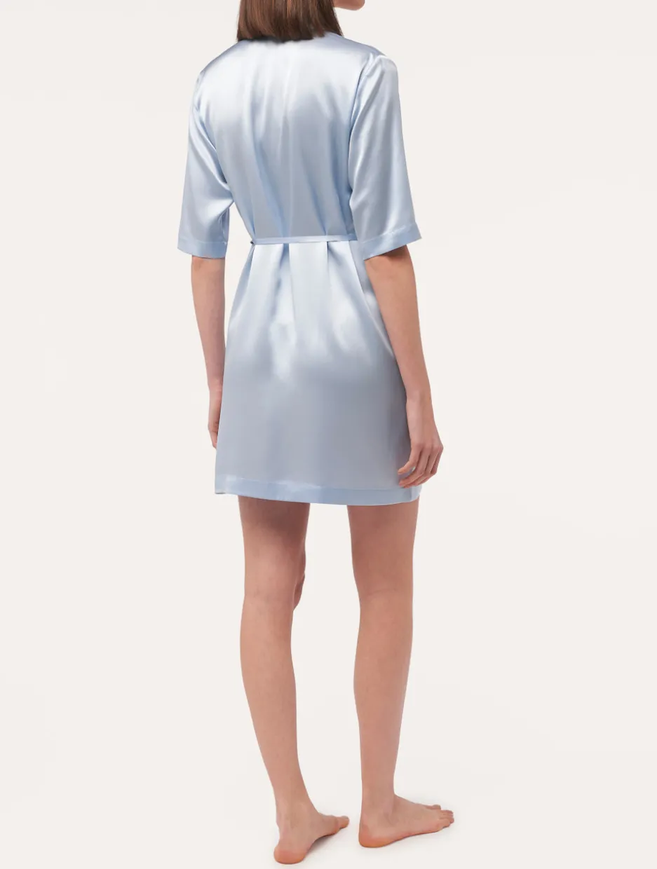 Silk Long Shirt In Azure