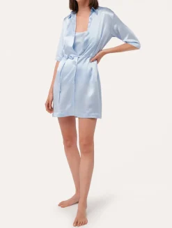 Silk Long Shirt In Azure