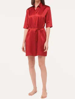 Silk Long Shirt In Garnet