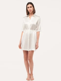 Silk Long Shirt In White