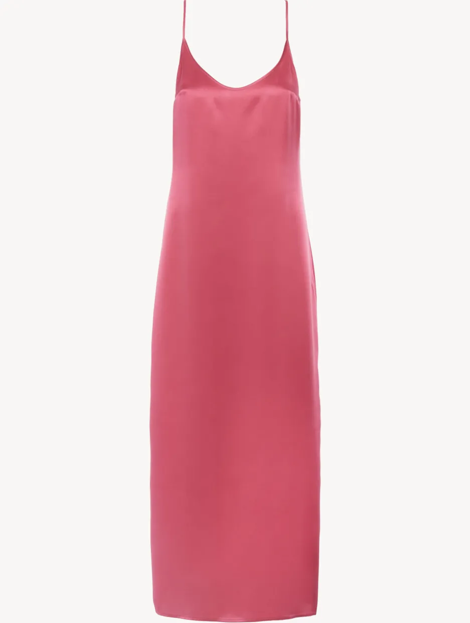 Silk Long Slip Dress In Wild Orchid