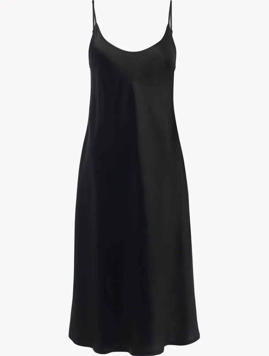 Silk Midi Nightdress In Black