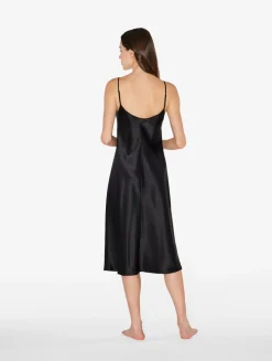 Silk Midi Nightdress In Black