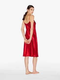 Silk Midi Nightdress In Garnet