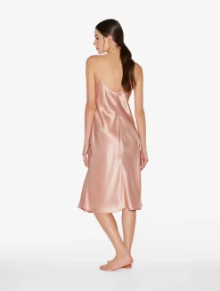 Silk Midi Nightdress In Powder Pink