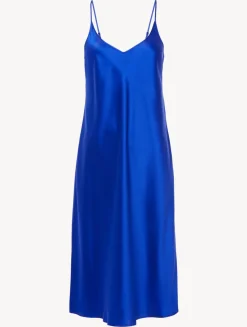 Silk Midi Nightgown In Electric Blue
