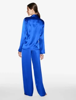 Silk Pajama Set In Electric Blue