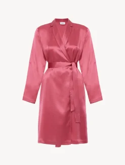 Silk Short Robe In Wild Orchid