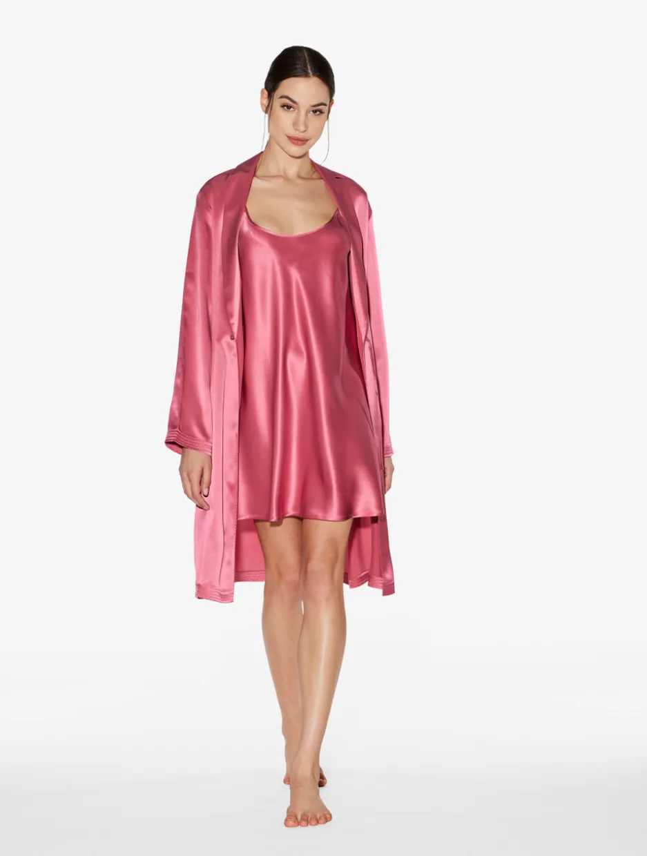 Silk Short Robe In Wild Orchid