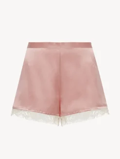 Silk Shorts With Leavers Lace In Pink