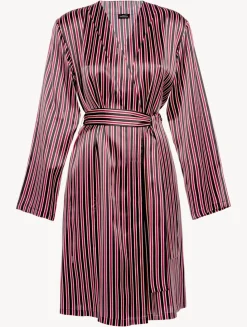 Silk Striped Short Robe