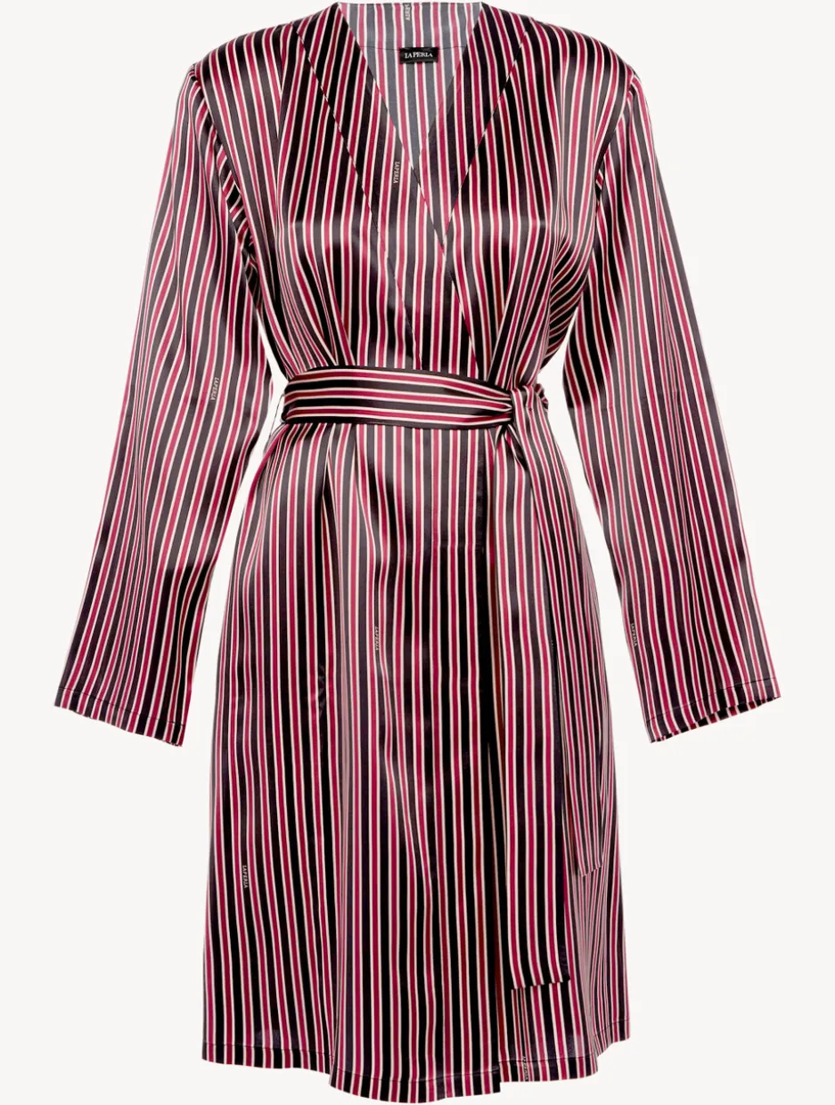 Silk Striped Short Robe