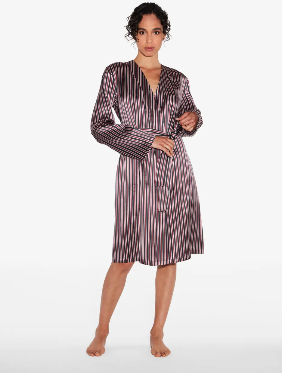 Silk Striped Short Robe