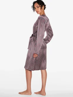 Silk Striped Short Robe