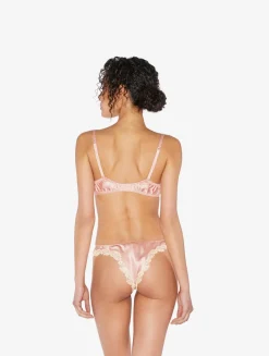 Silk Underwired Bra In Powder Pink With Ivory Frastaglio
