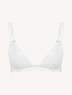 Soft Triangle Bra In Off White With Leavers Lace