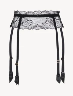 Suspender Belt In Black With Leavers Lace
