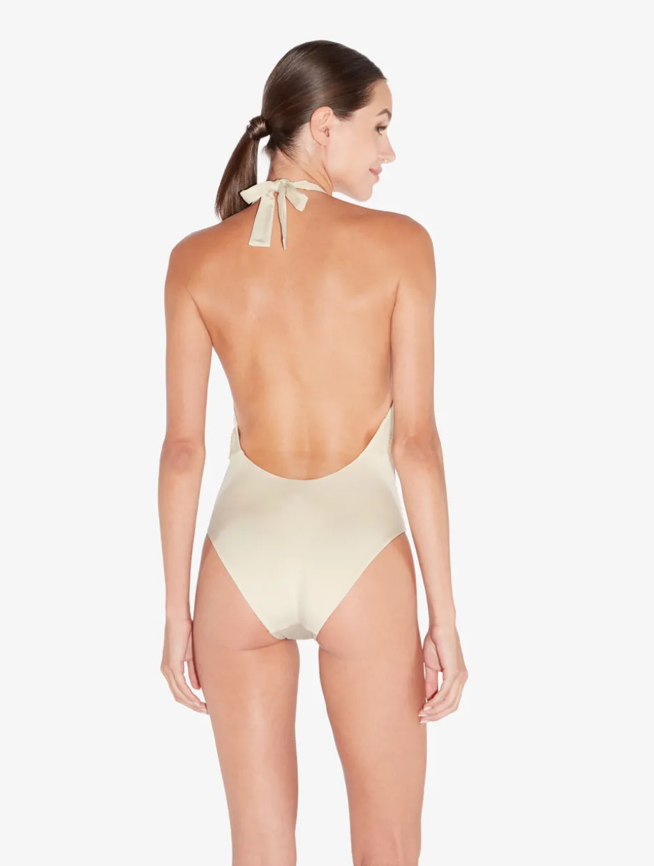 Swimsuit In Champagne With Beading