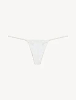 Thong In Off-white Stretch Tulle