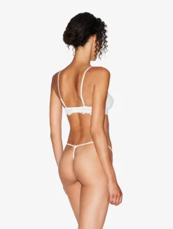 Thong In Off-white Stretch Tulle