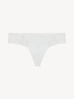 Thong In Sheer Off-white Embroidered Tulle