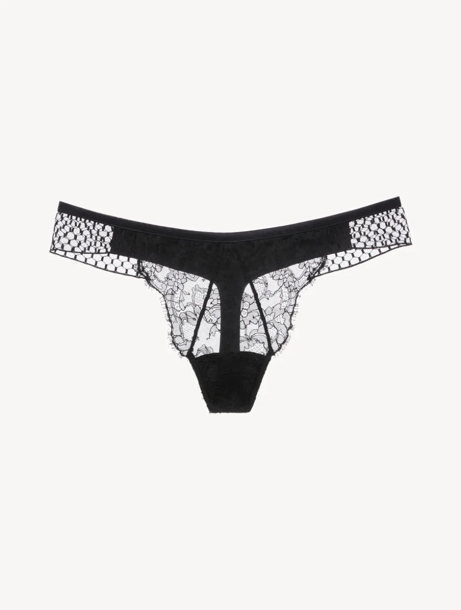 Thong With Leavers Lace