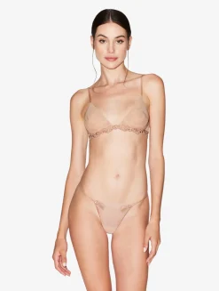 Triangle Bra In Sand Stretch Tulle