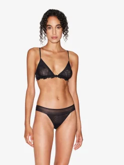 Triangle Bra In Sheer Black Stretch Tulle