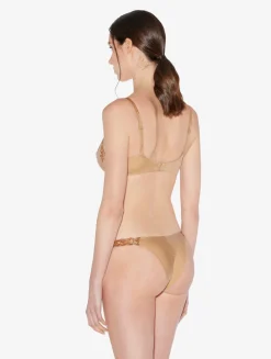 Underwired Bra In Beige Lycra With Embroidered Tulle