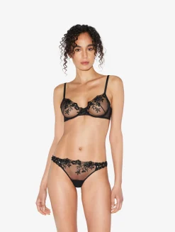 Underwired Bra In Black Lycra With Embroidered Tulle