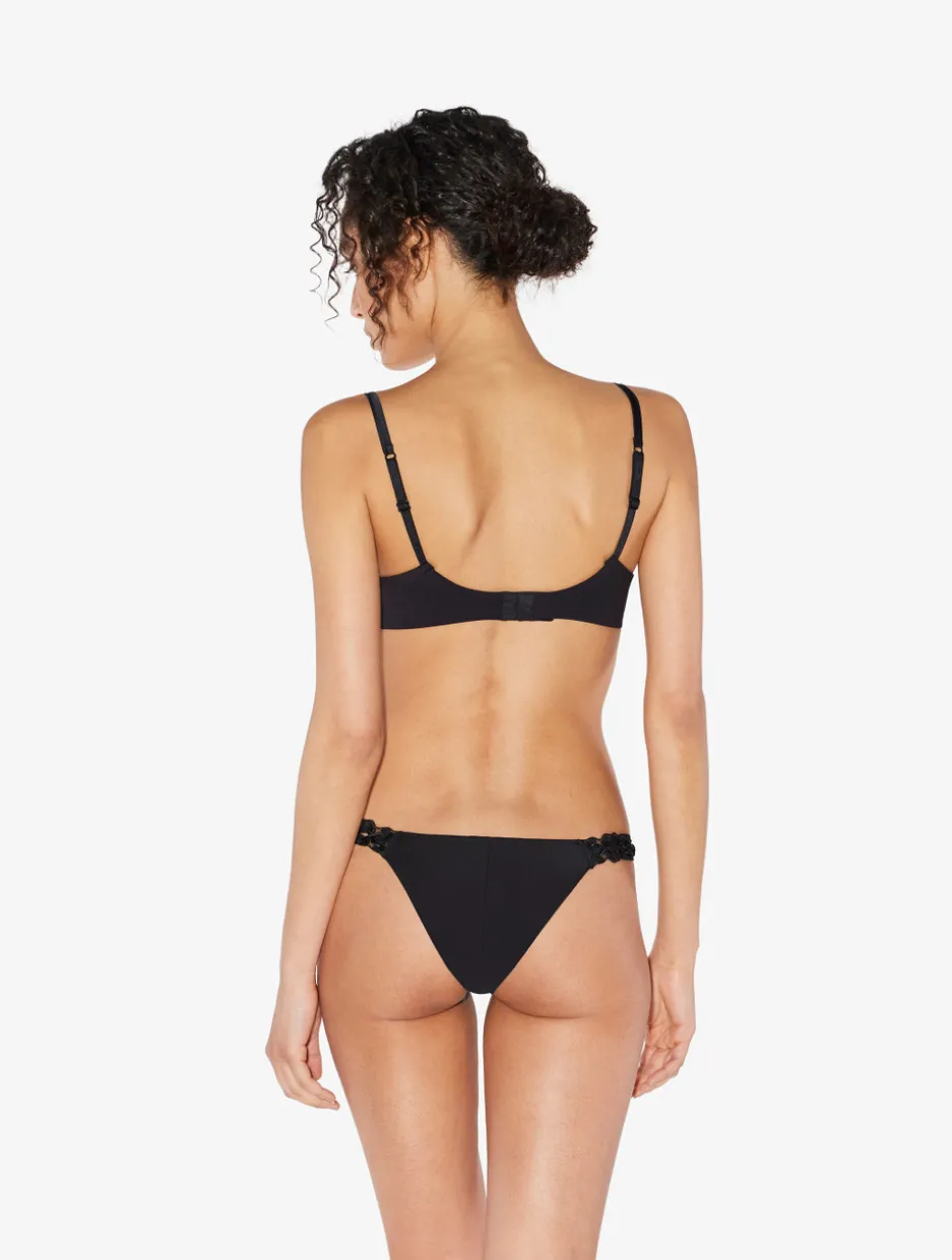 Underwired Bra In Black Lycra With Embroidered Tulle