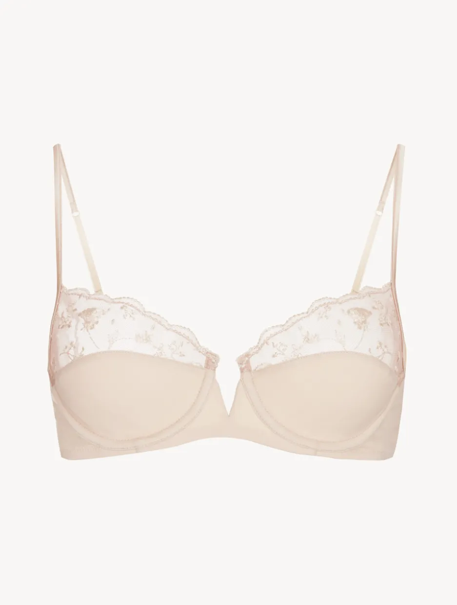Underwired Bra In Halo And Ivory Nude With Embroidered Tulle