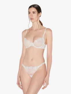 Underwired Bra In Off-white Lycra With Embroidered Tulle