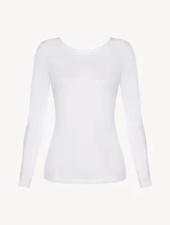 White Cotton Long-sleeved Top
