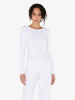 White Cotton Long-sleeved Top