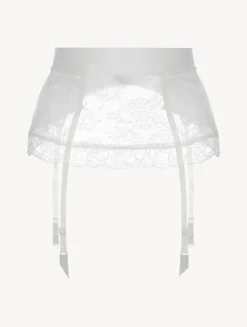 White Lycra Control Fit Suspender With Chantilly Lace