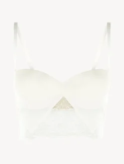 White Lycra Strapless Brassiere With Chantilly Lace