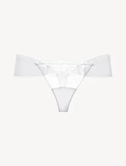 White Lycra Thong With Chantilly Lace