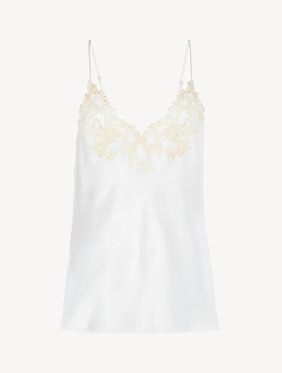 White Silk Camisole With Frastaglio