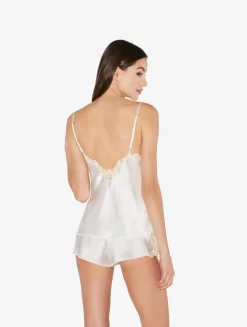 White Silk Camisole With Frastaglio