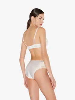White Silk Medium Briefs With Frastaglio
