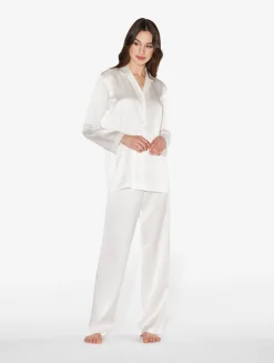 White Silk Pajama Set